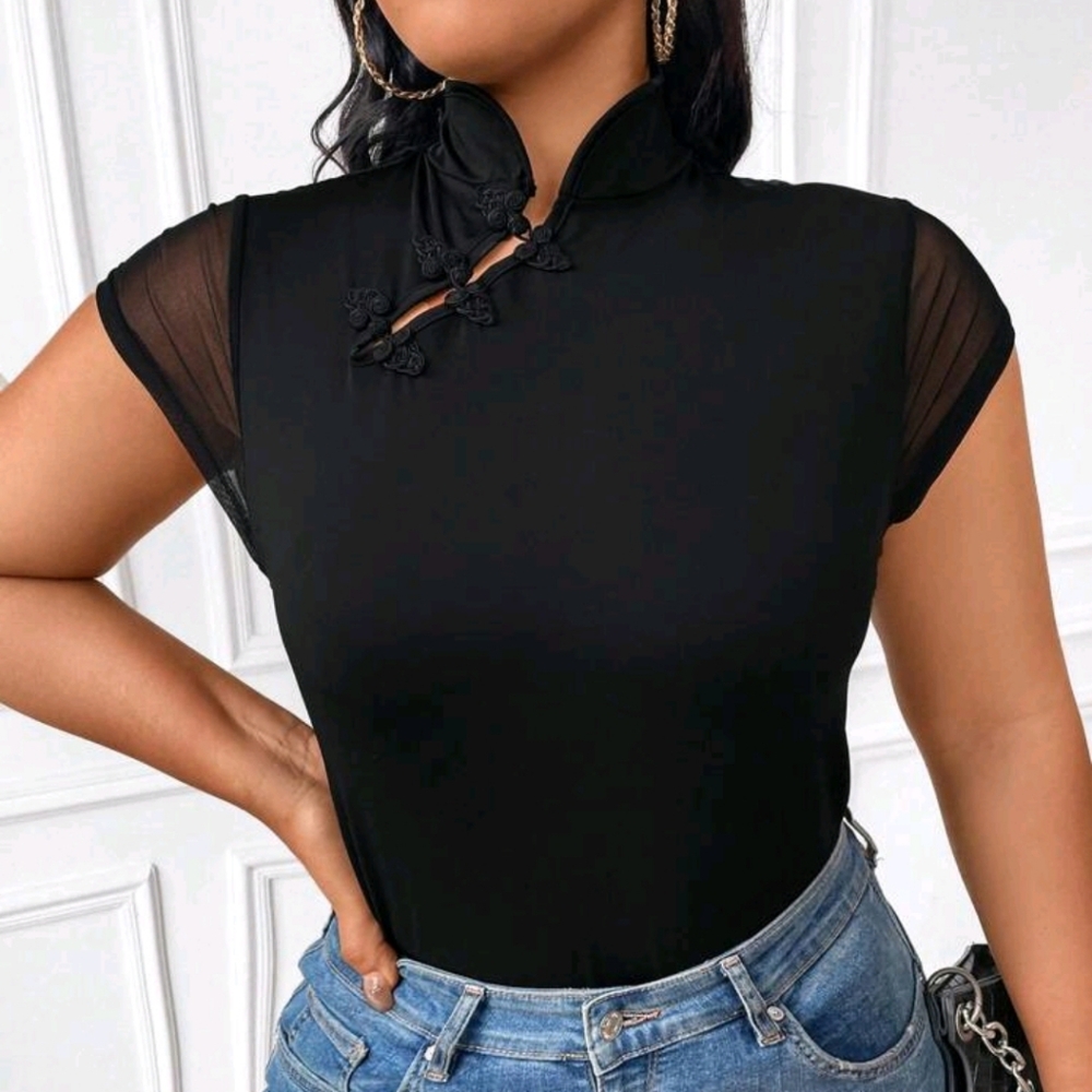 SHEIN Celure Plus Size Women Summer Collar Button Design T-Shirt